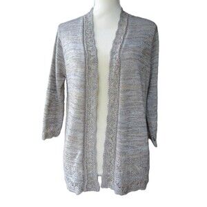 Open Front Knit Cardigan Long Sleeve Beige Tan Laura Scott Workwear Women’s L